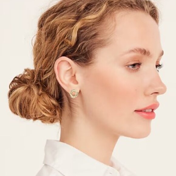 J.Crew Factory Gold Basket Circle Studs - Picture 3 of 6